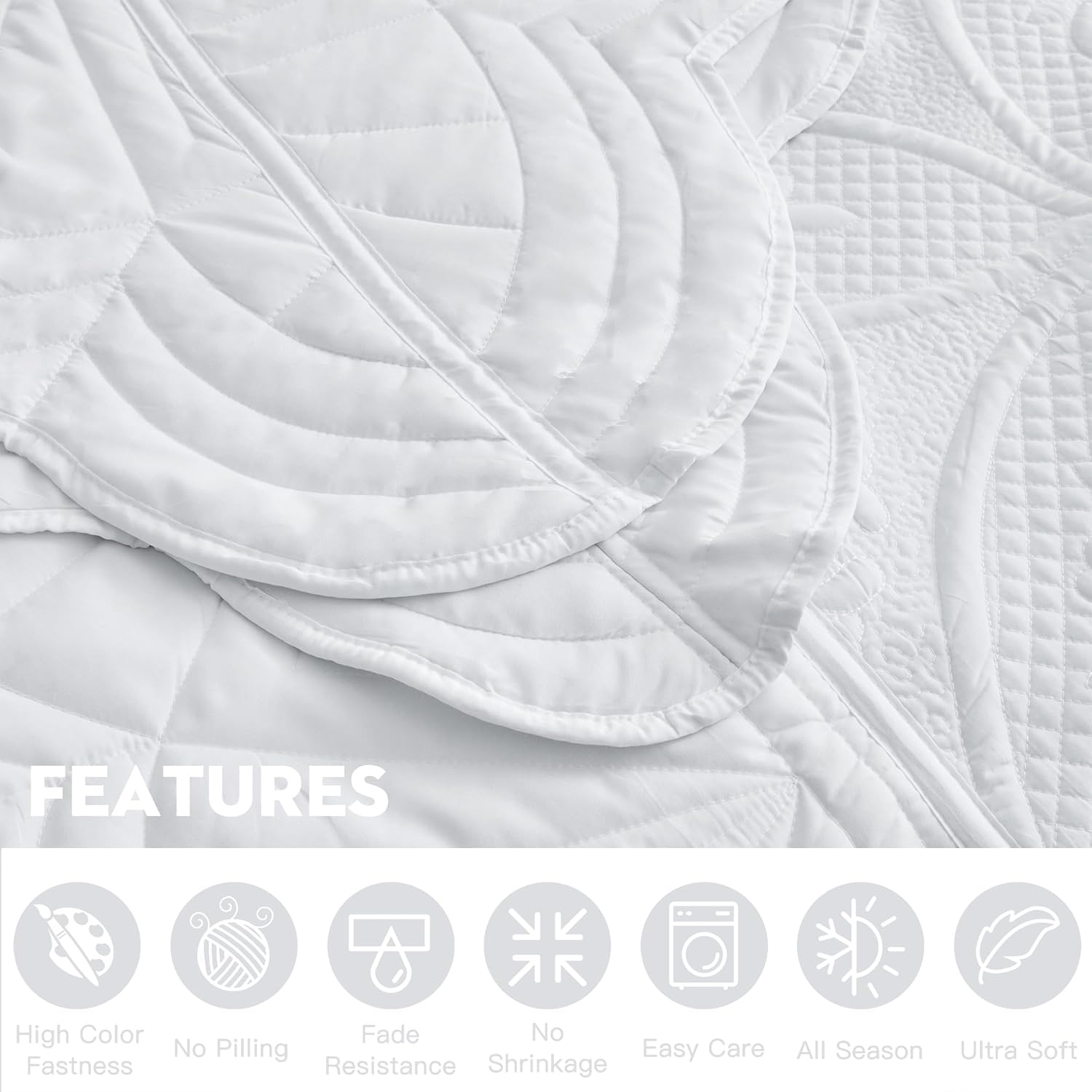 DaisyHuang Oversized Bedspread Set - 5 Piece White Reversible