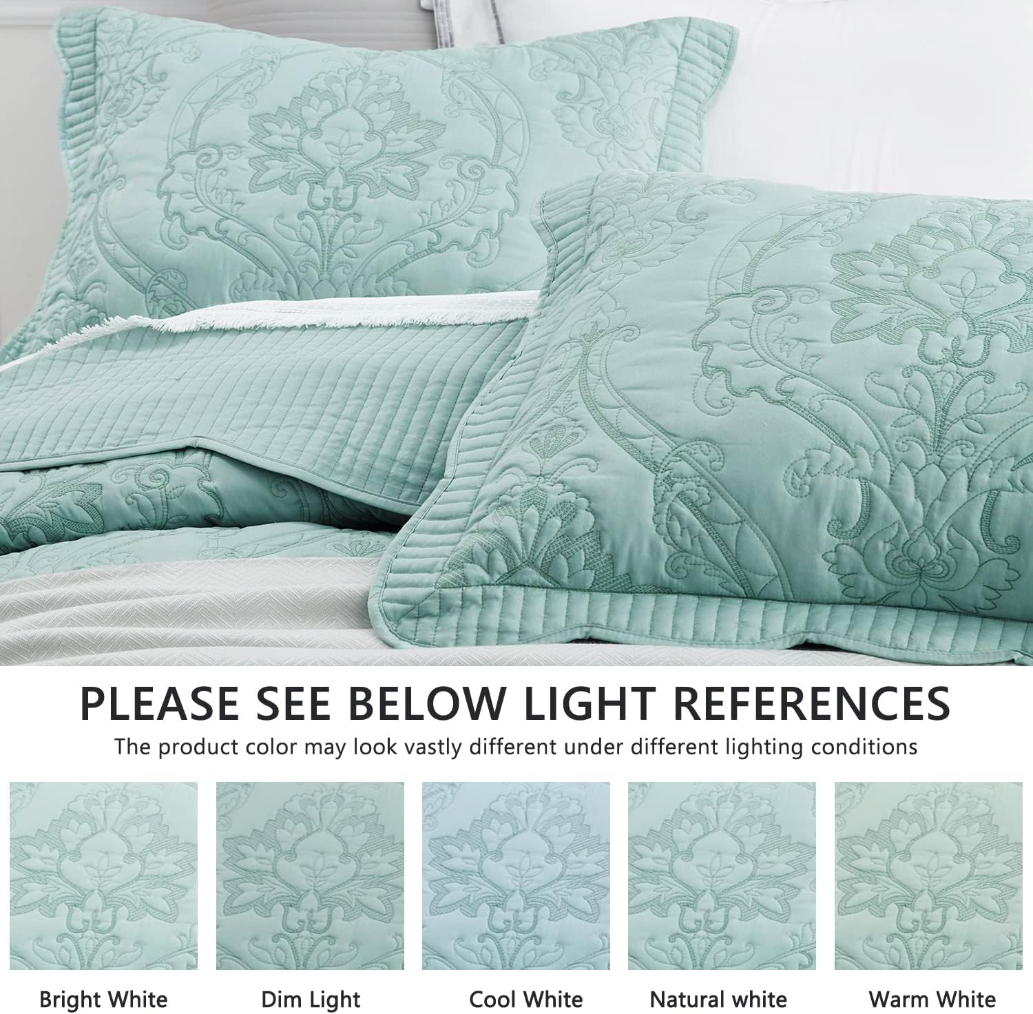 CHIXIN Oversized Bedspread Set - King Size Damask Paisley
