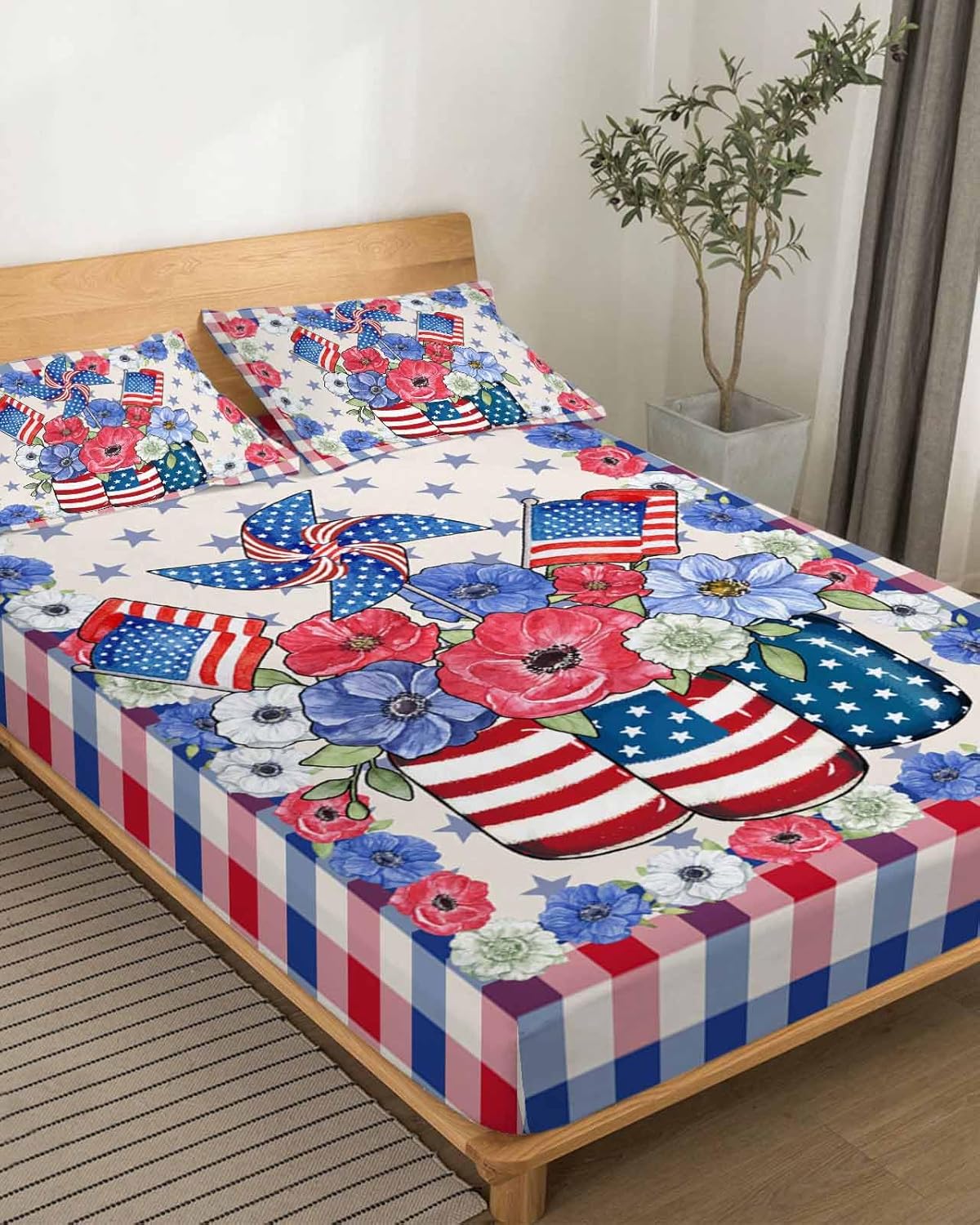 Boanket 4th of July King Sheet Set 4 Piece Microfiber