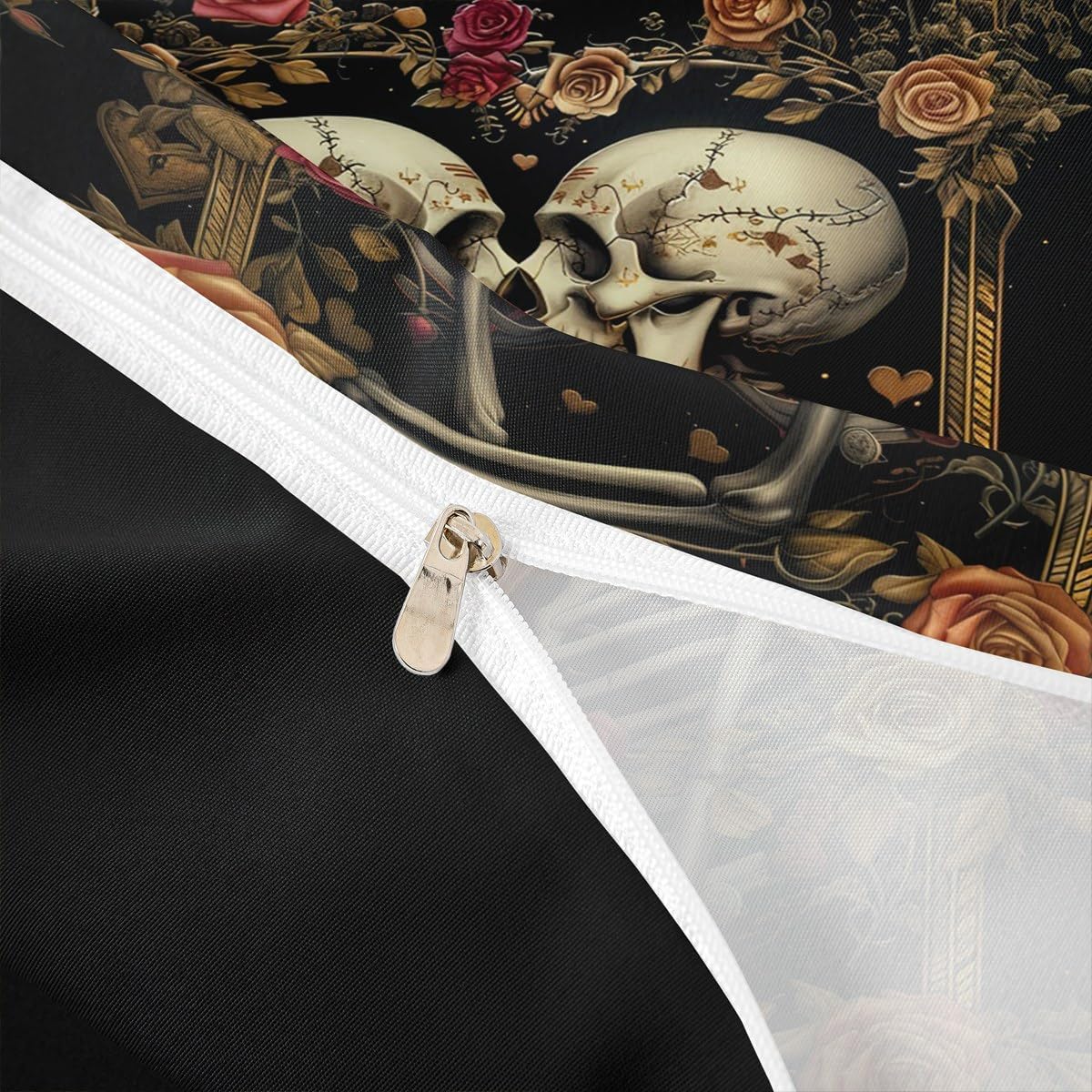 Manfei Couple Skeleton Duvet Cover Set Queen Size