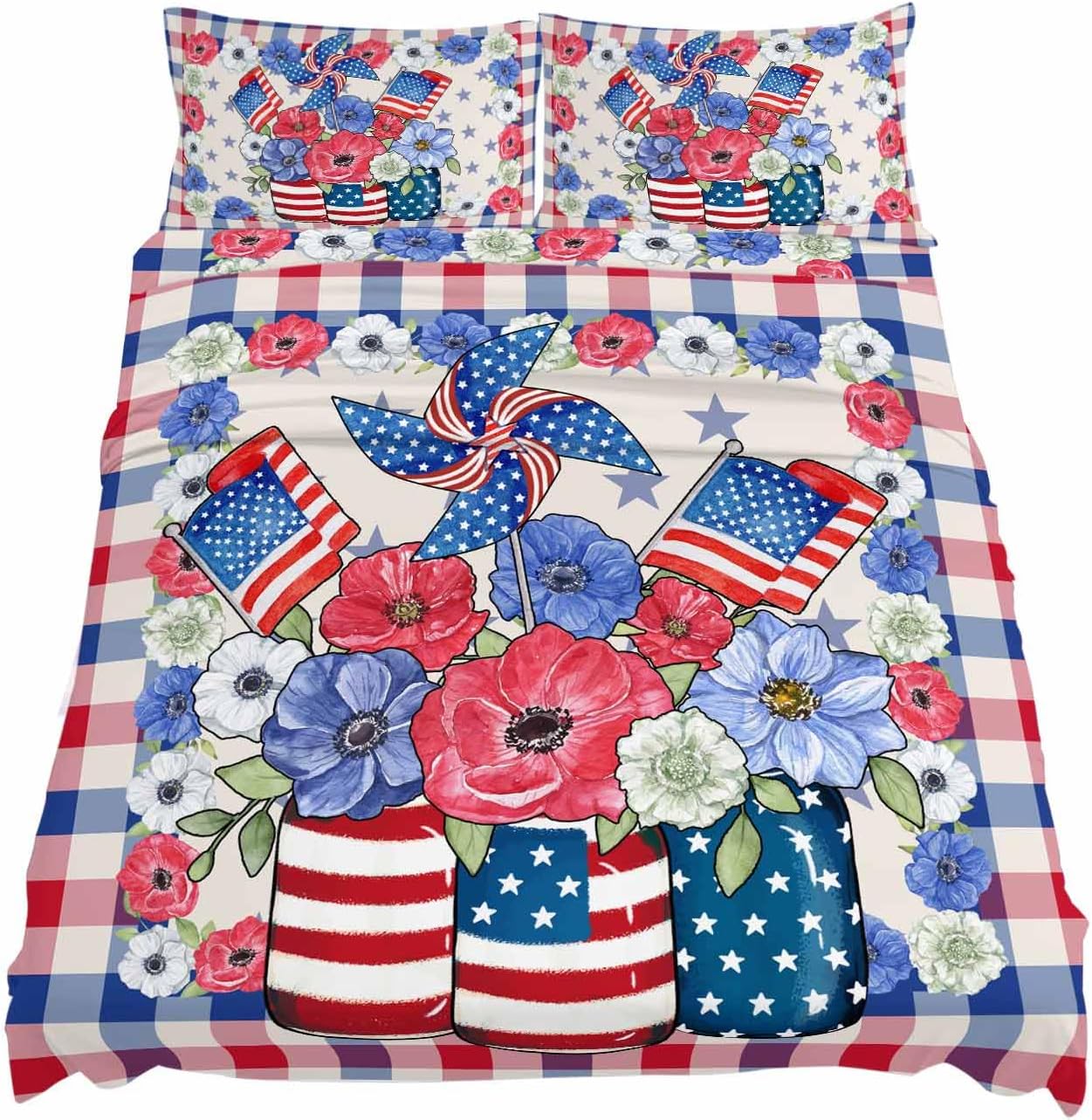 Boanket 4th of July King Sheet Set 4 Piece Microfiber