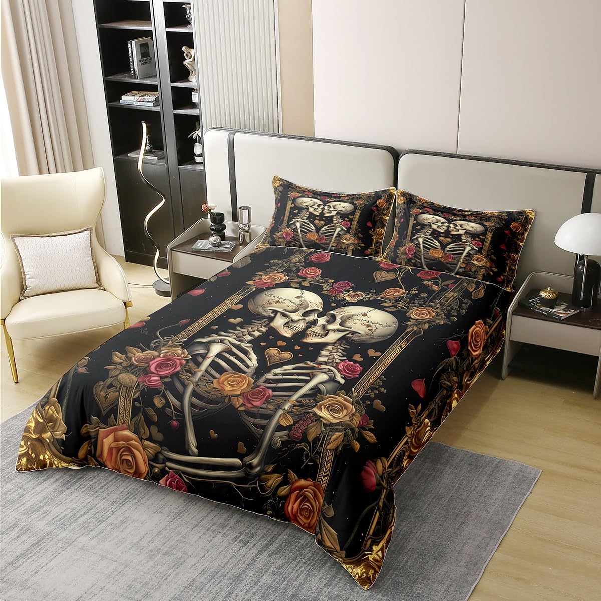 Manfei Couple Skeleton Kids Duvet Cover Set
