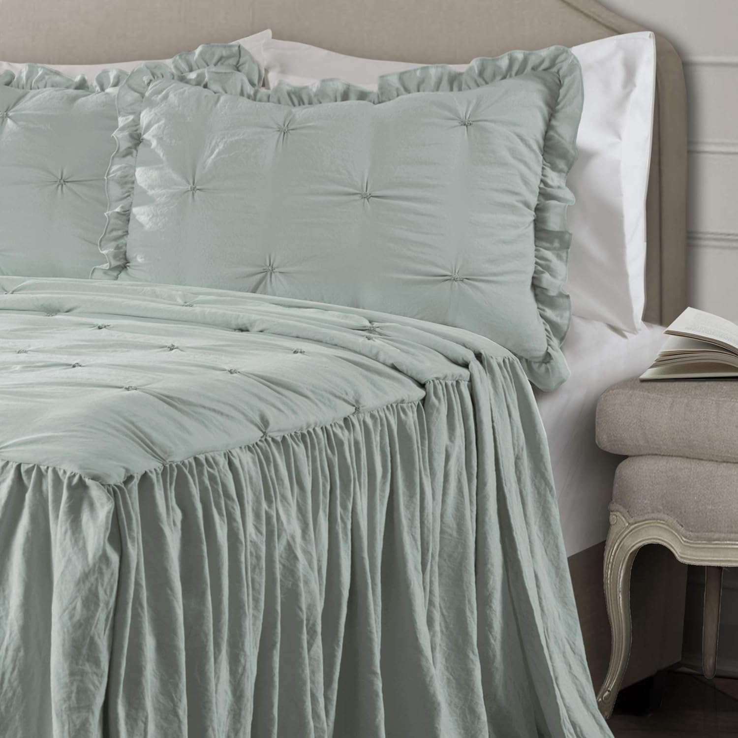 Lush Decor Ravello Ruffle Skirt Bedspread Set - King Blue