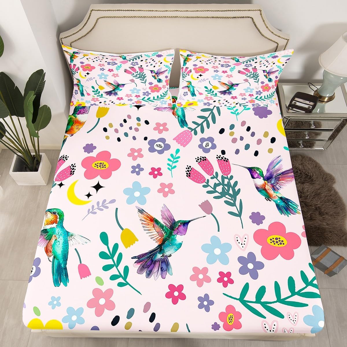 Erosebridal Hummingbird Sheet Set Queen Size