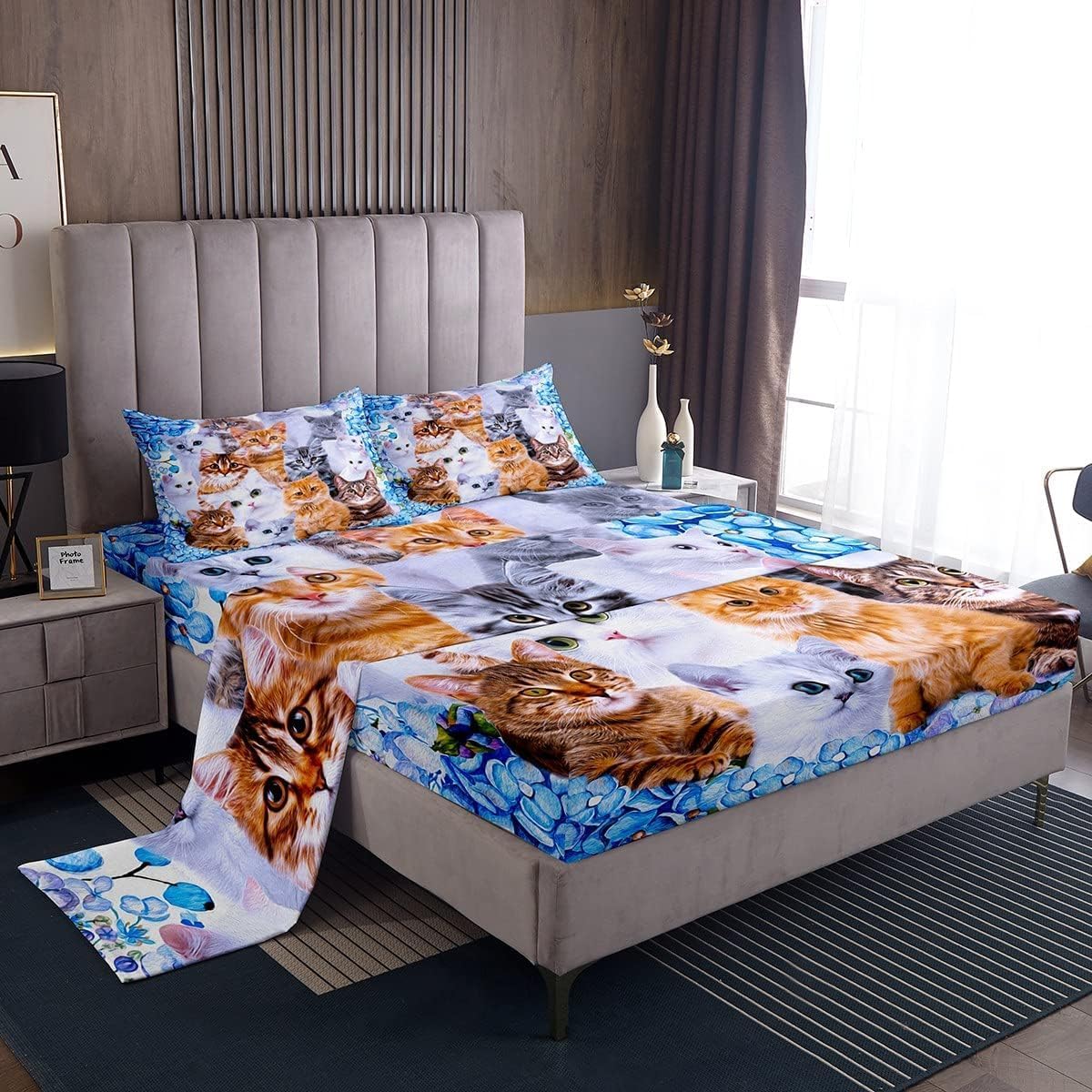 Feelyou Kids Cat Bedding Fitted Sheet Set