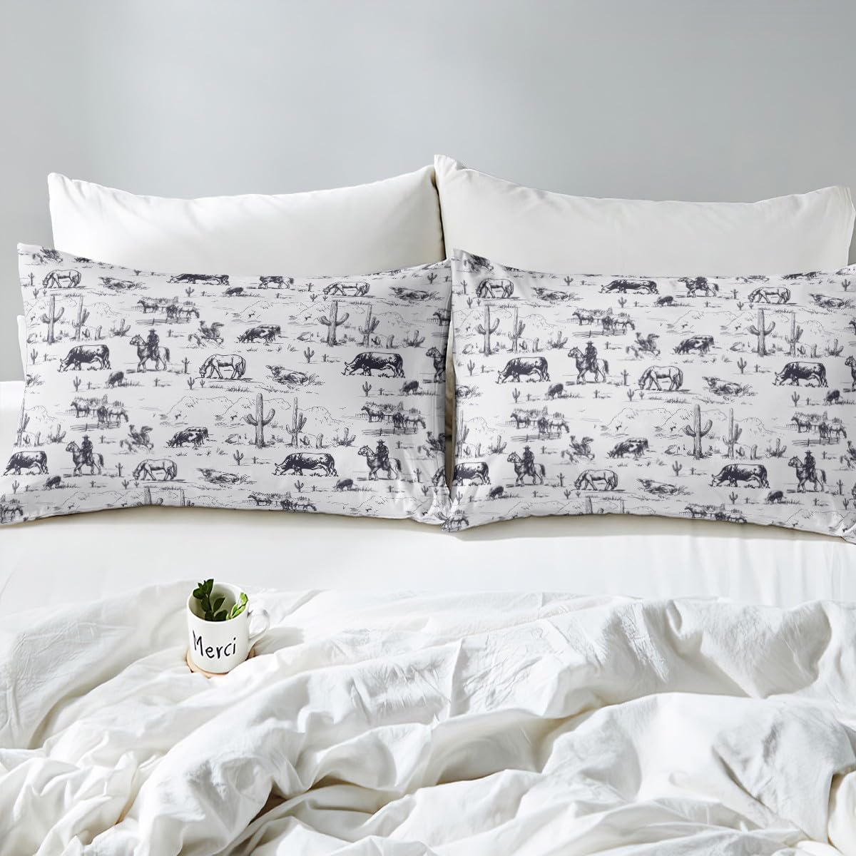 Feelyou Western Queen Size Bed Sheet Set with 3D Print Design