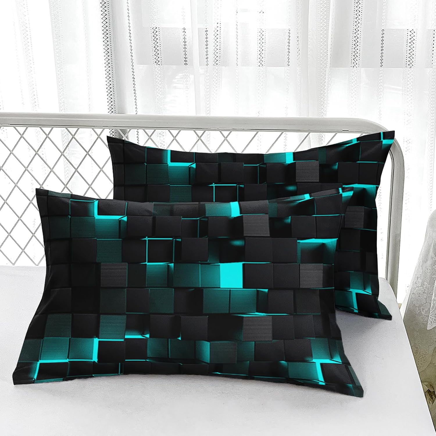 Geometric Turquoise Black 3-Piece Comforter Set