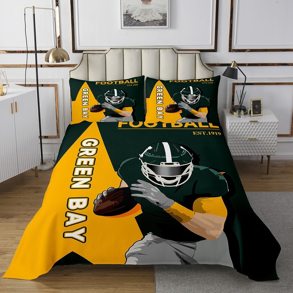 Feelyou Football Coverlet Set Queen Size 1
