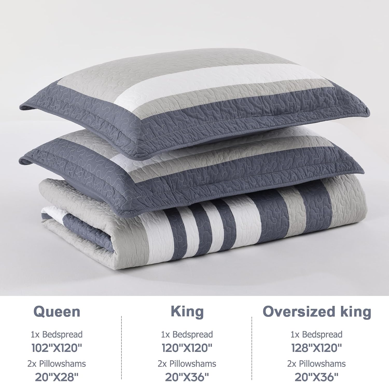 Finlonte Striped Oversized Queen Bedspread Set