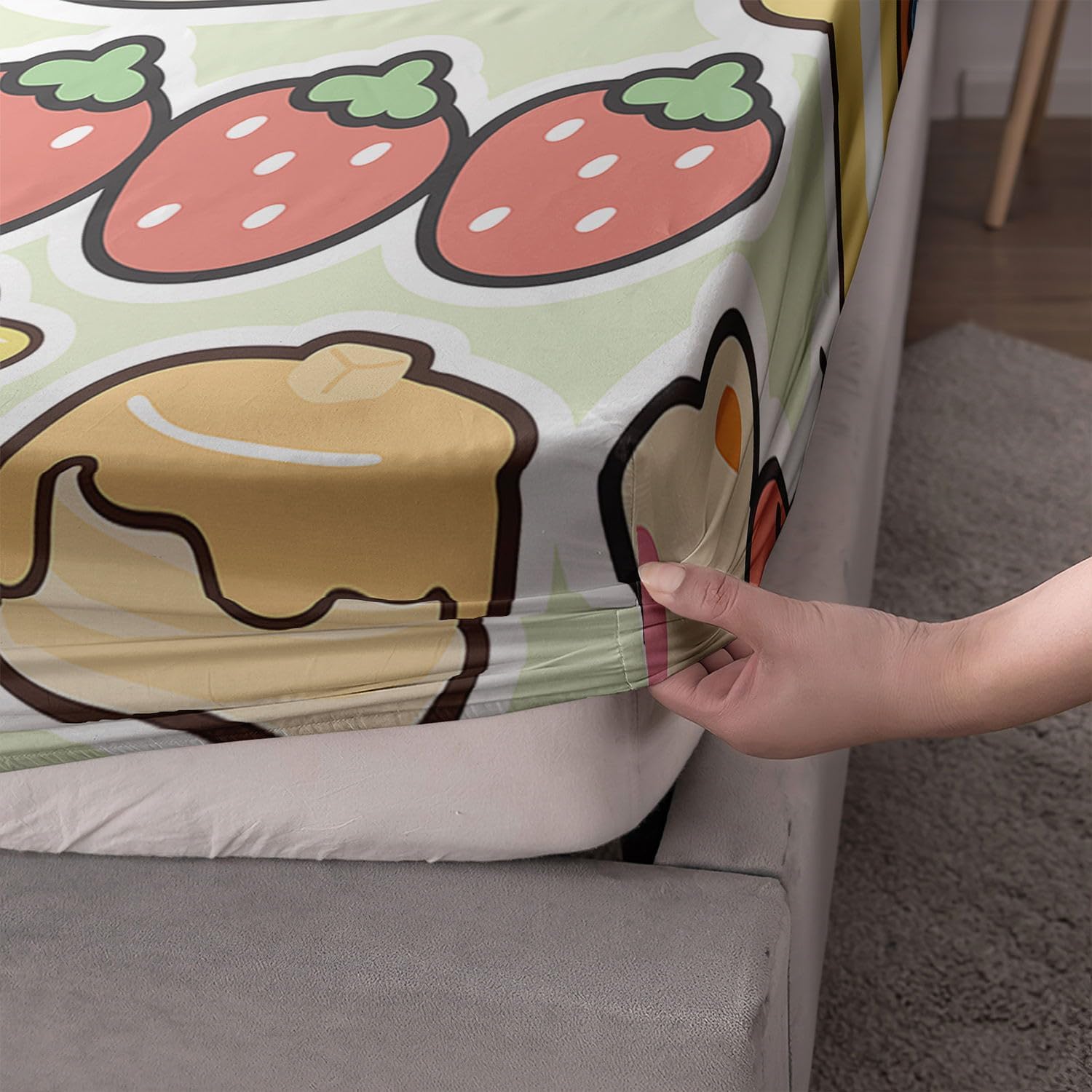 Smell Sunshine Cartoon Strawberry Bear 4Pcs Kids Bedding Set