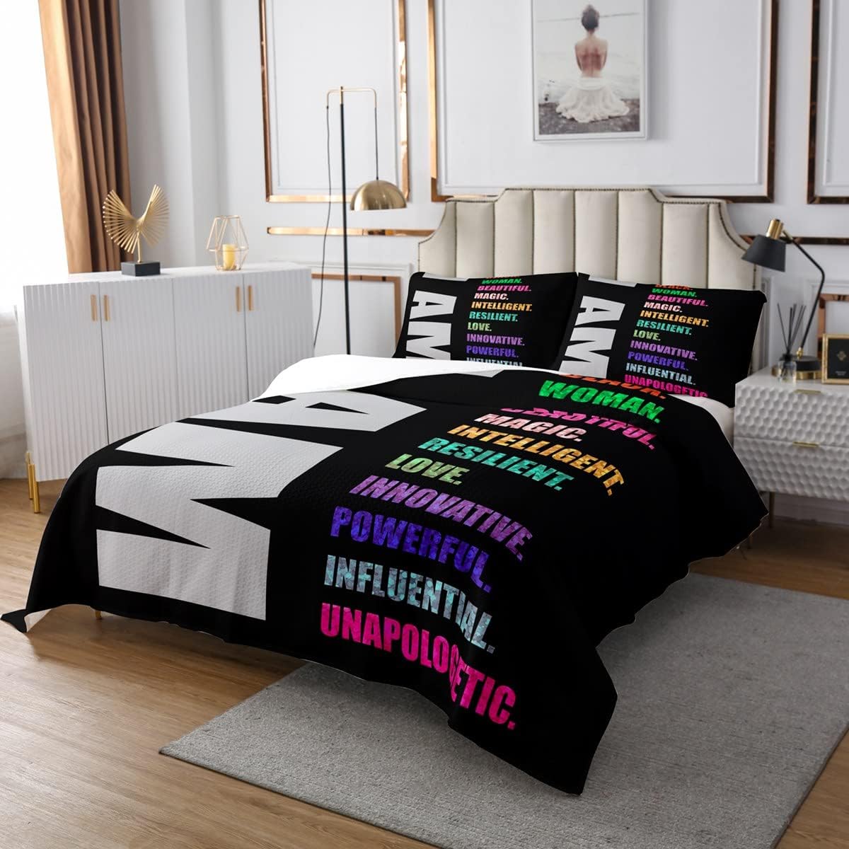 Erosebridal Colorful Striped Bedspread Set 3pcs