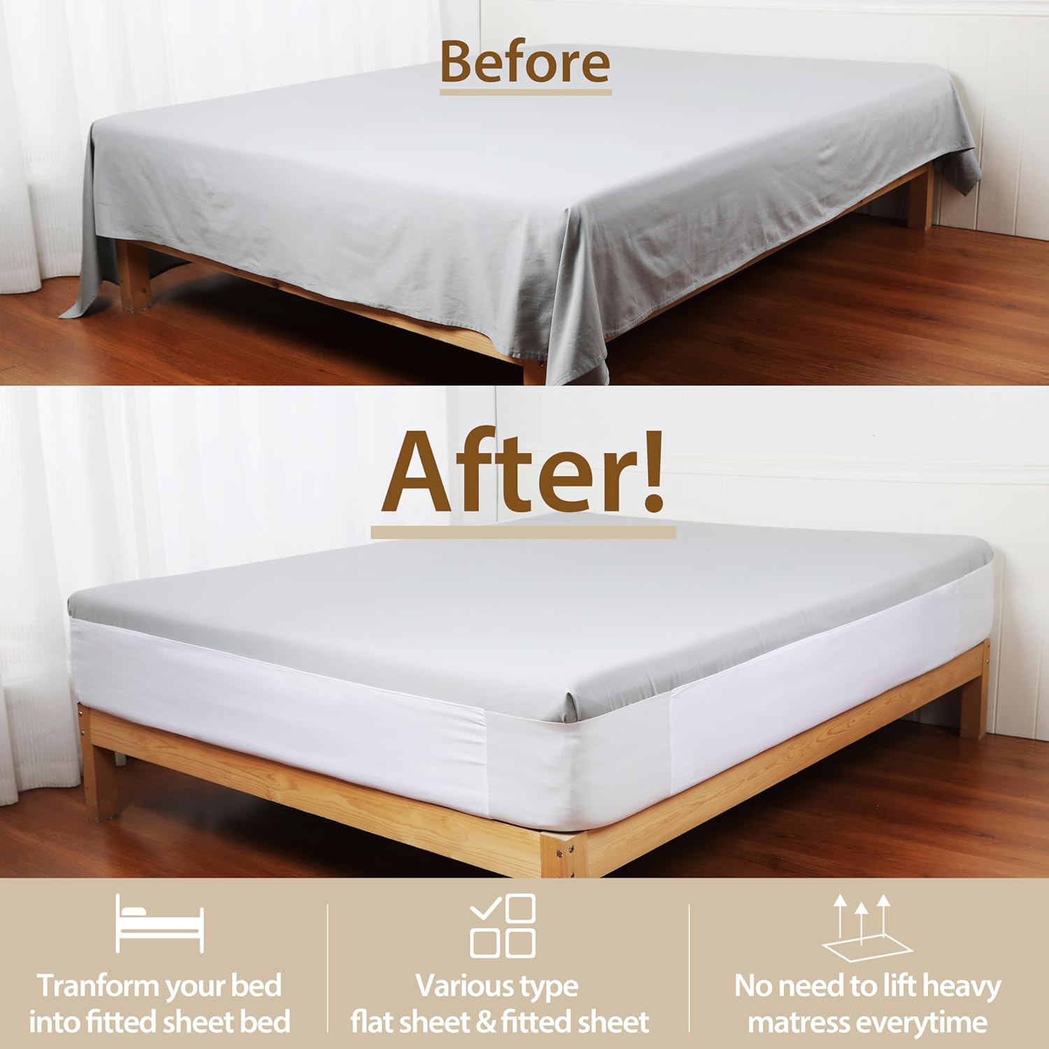 Fitted Sheet Straps for Full Mattress - Sturdy and Reusable 1