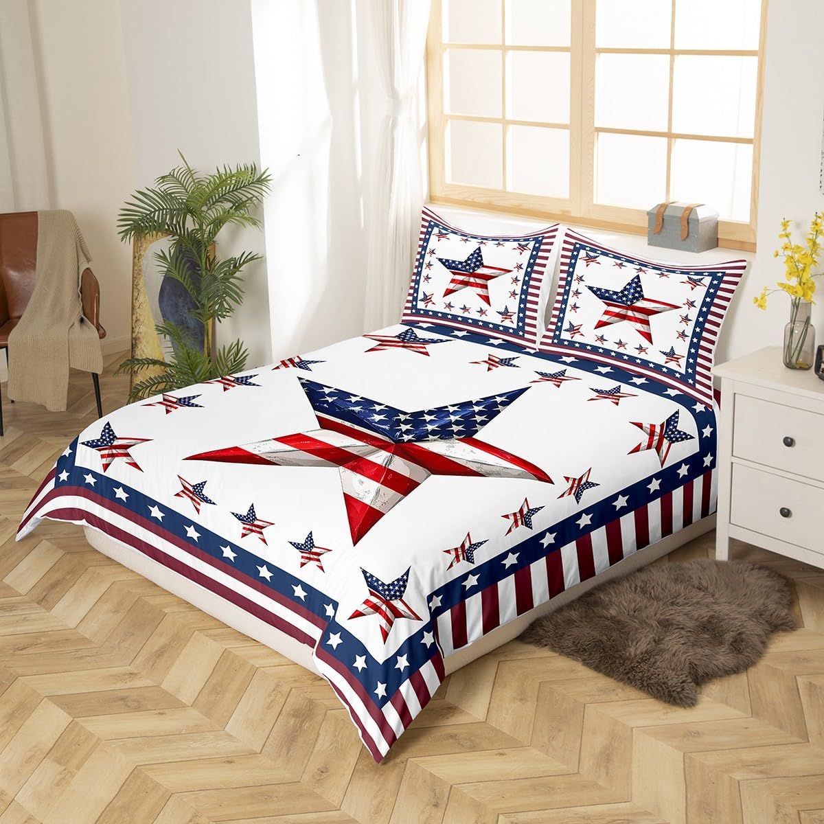 Feelyou American Flag Duvet Cover Set Twin Size