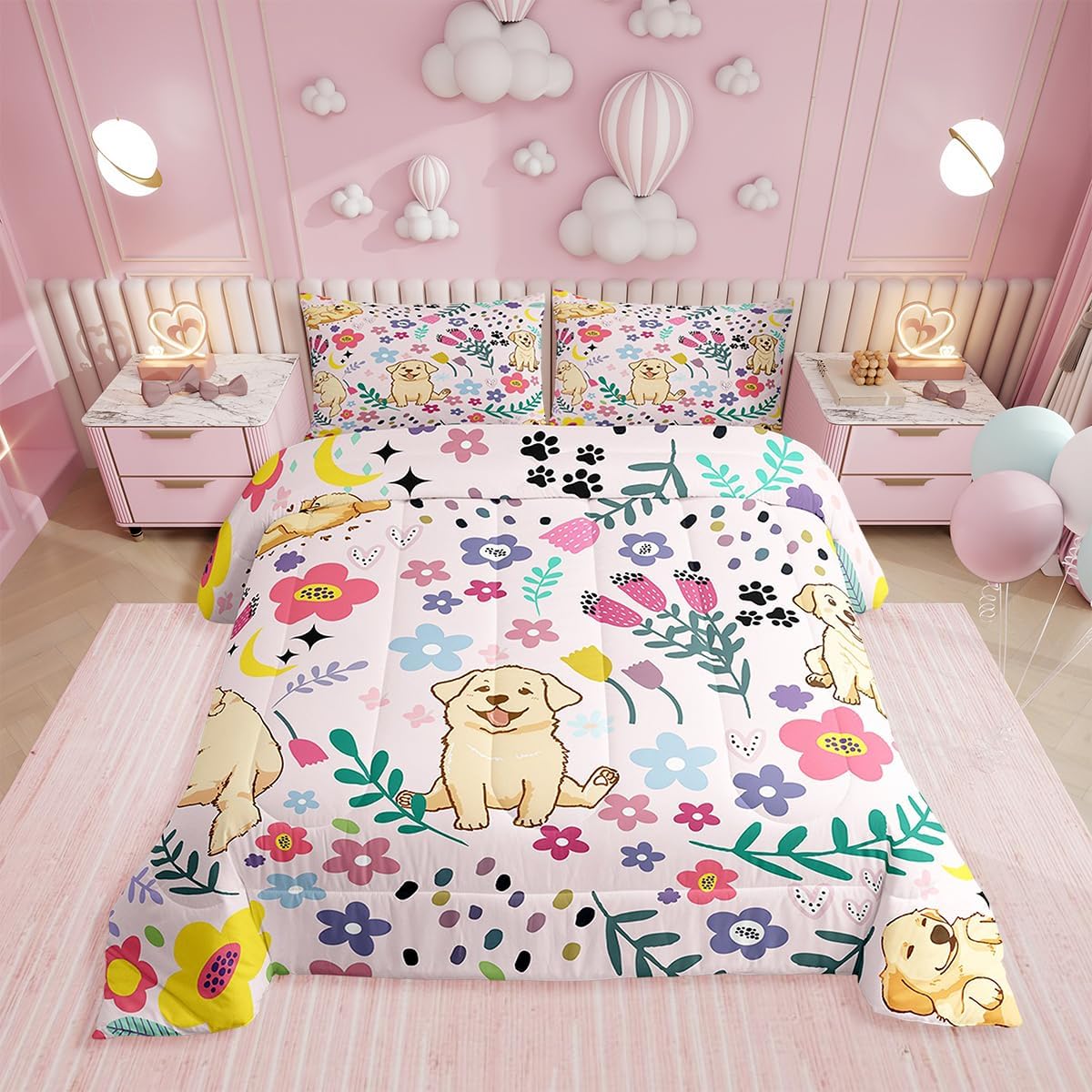 Erosebridal Floral Dog Comforter Set for Kids 1