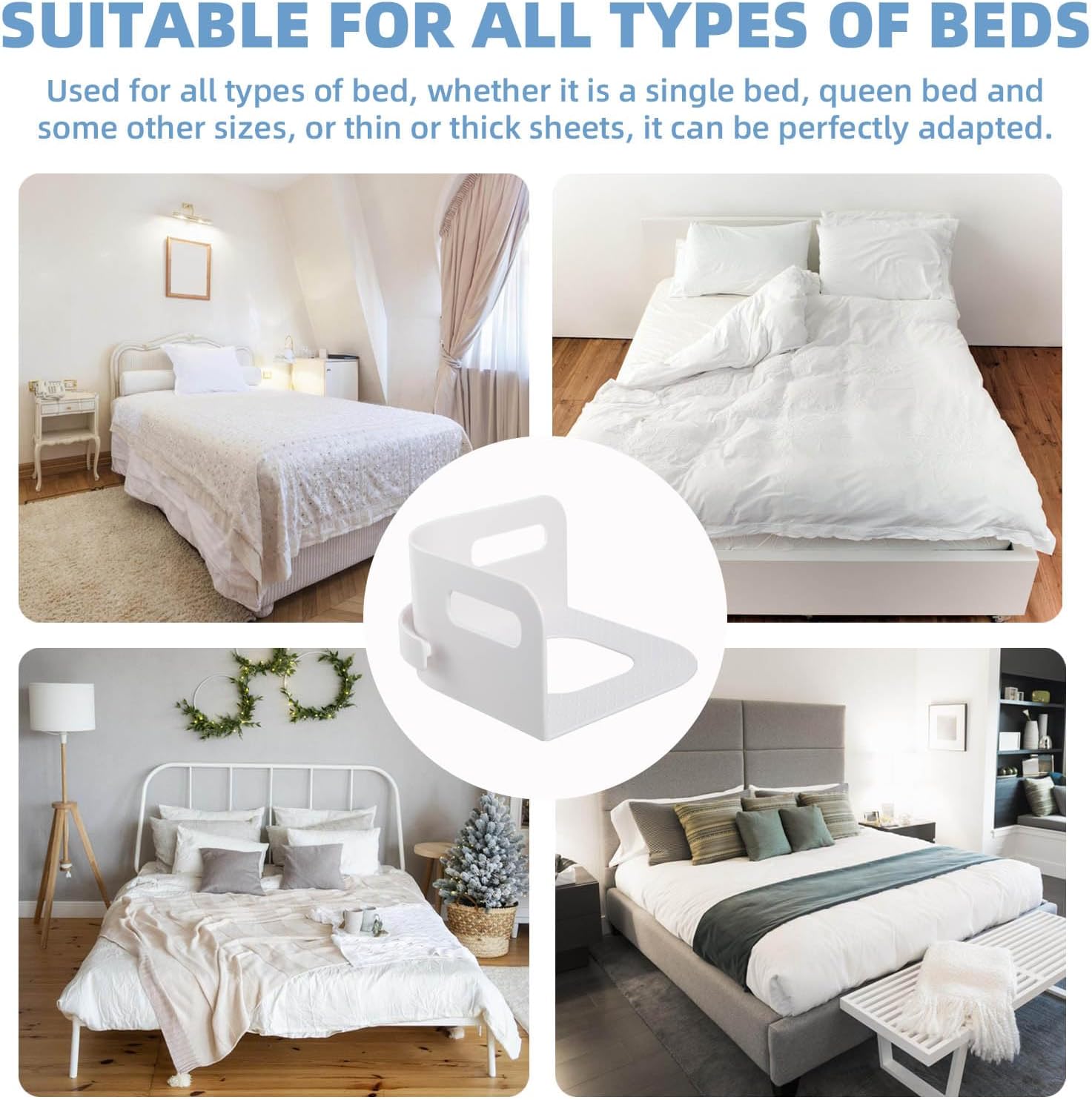 SARIUROS Bed Sheet Holders with Silicone Rings
