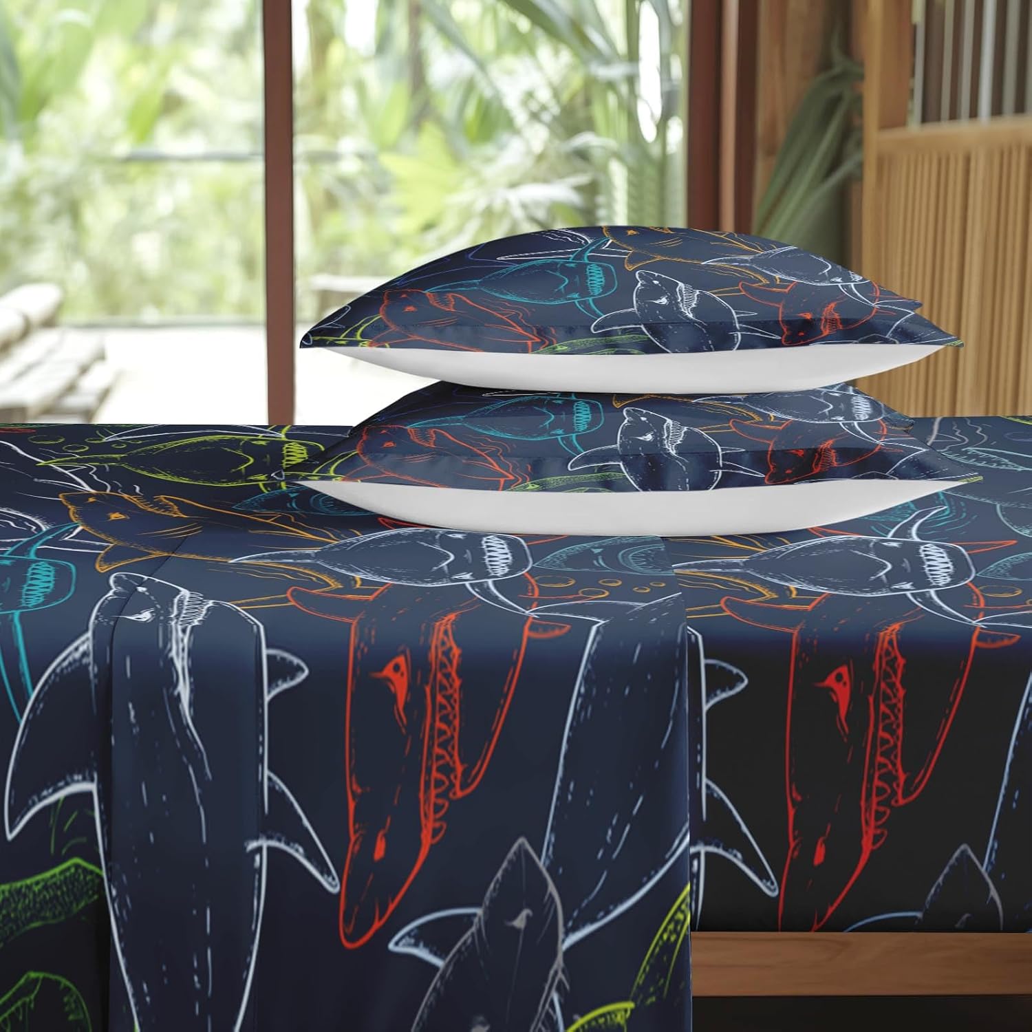 Pamnest King Size Bed Sheet Set with Ocean Design
