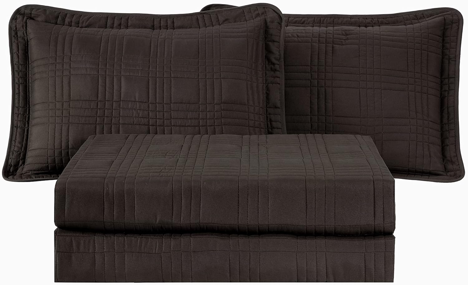 Chezmoi Collection King Size Bedspread Set 3-Piece Brown