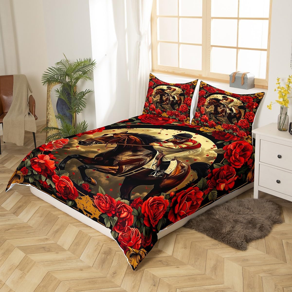 Manfei Western Cowboy Duvet Cover Set Twin Size