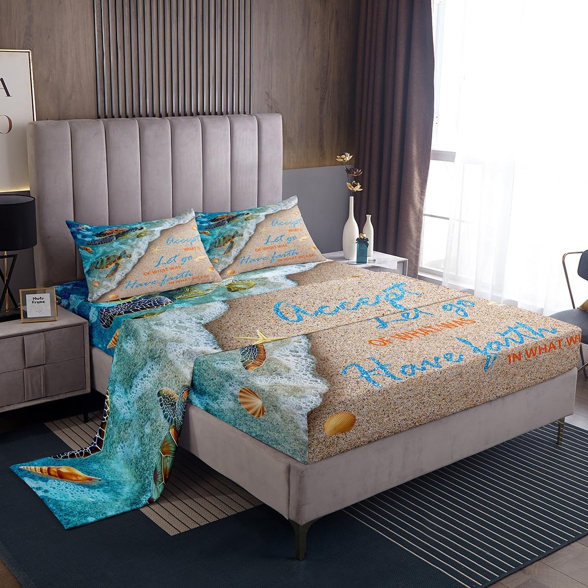 Castle Fairy Ocean Beach King Size 4Pcs Bed Sheet Set