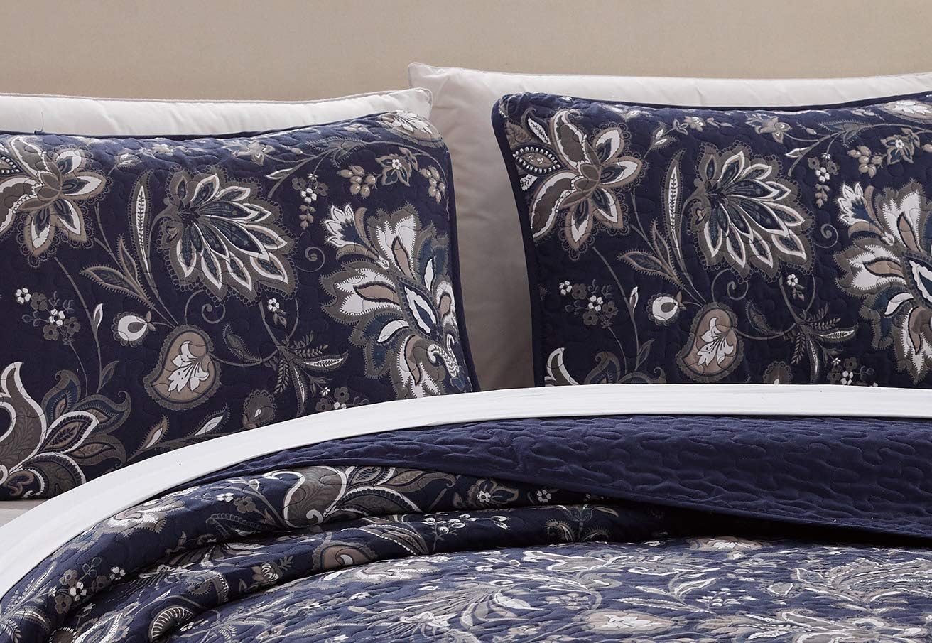 Better Home Style 3 Piece Navy Dark Blue Bedspread Set