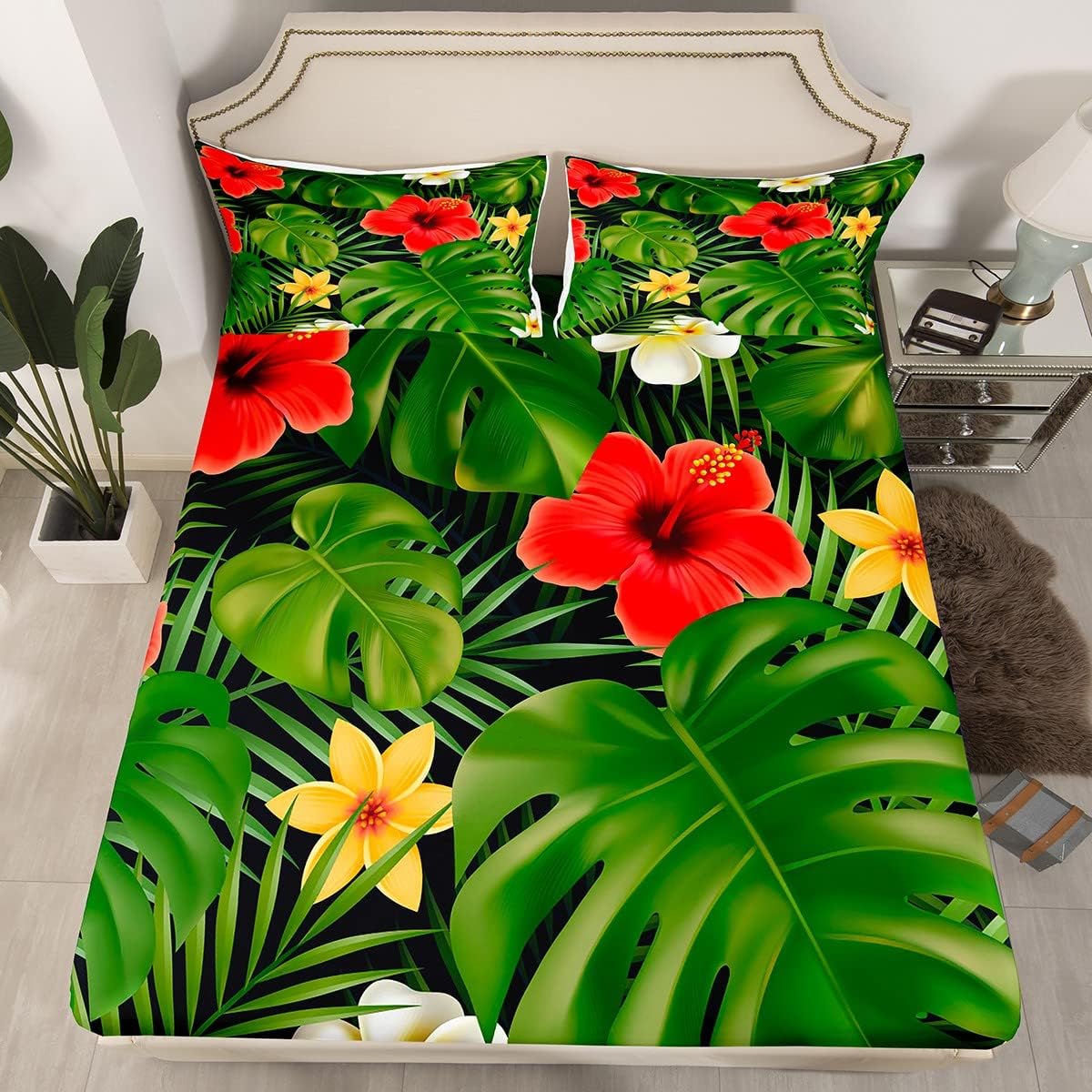 Tropical Palm Kids Bed Sheet Set - King Size