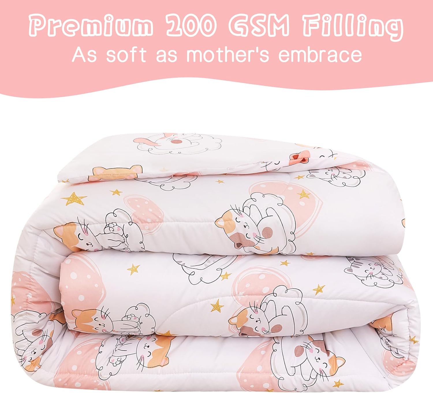 Yibeizi Cat Comforter Set for Girls Twin