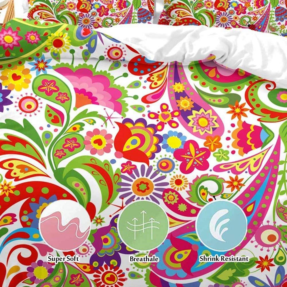 Feelyou Paisley Duvet Cover Set Twin for Girls