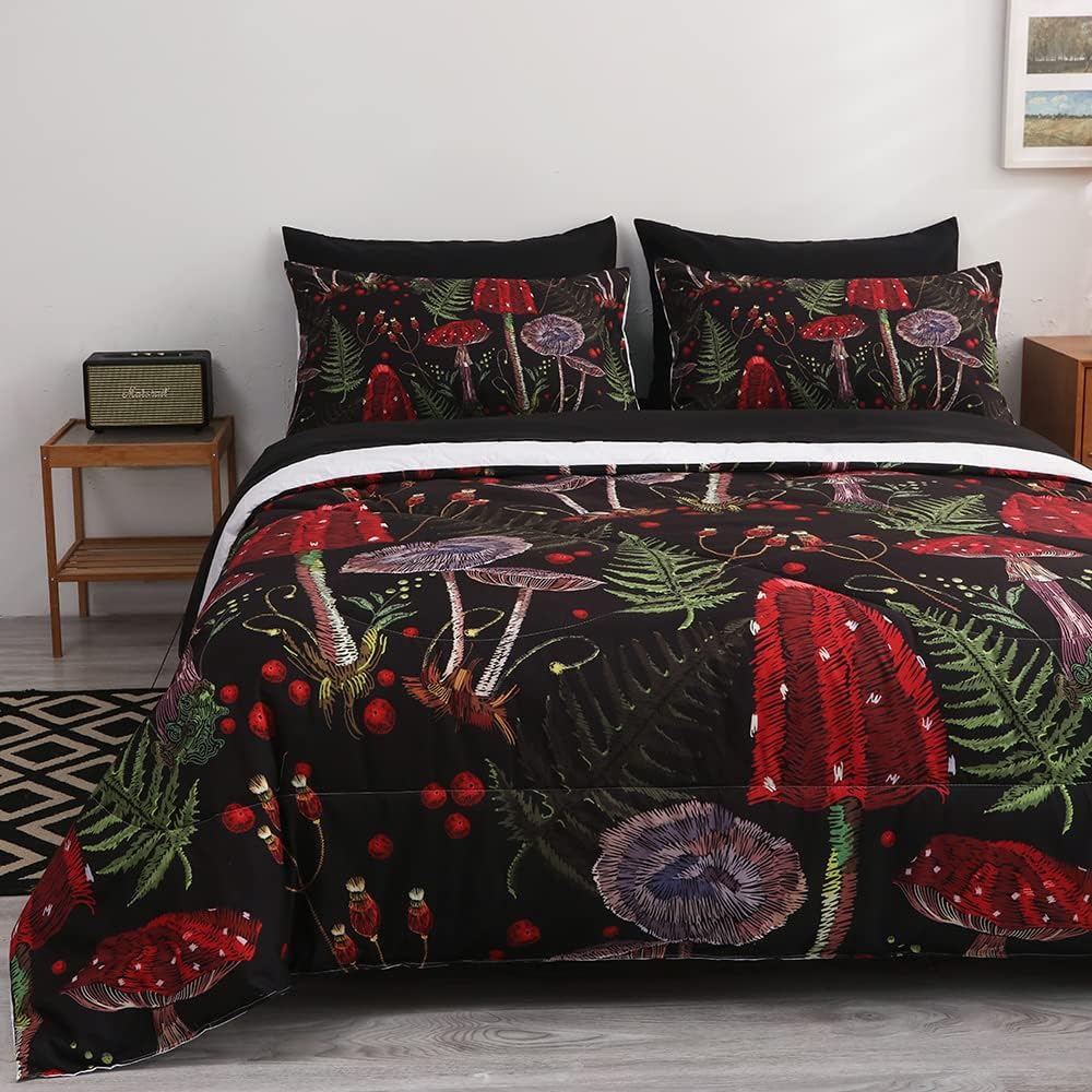 7 Piece Mushroom Comforter Set for Kids and Adults All Seasons
