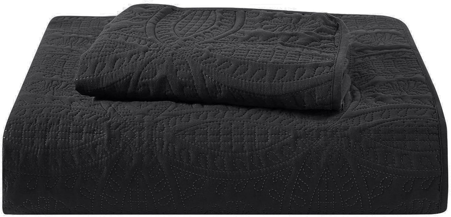 Mellanni Twin Bedspread Coverlet Set - Black
