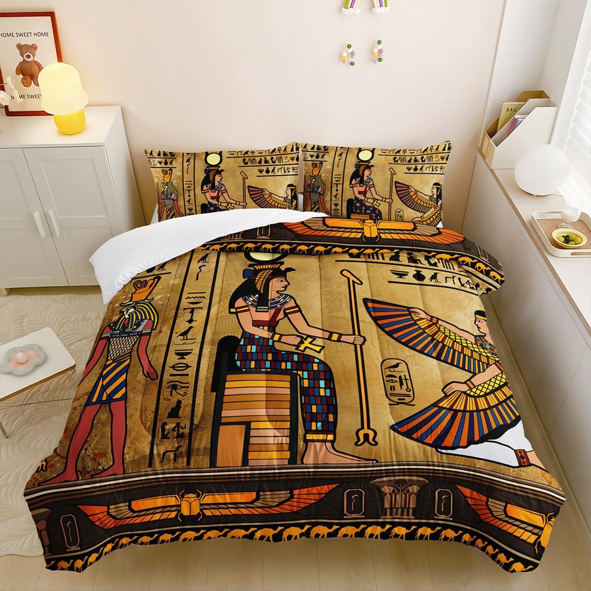 Nttopship Ancient Egypt Comforter Set for Kids