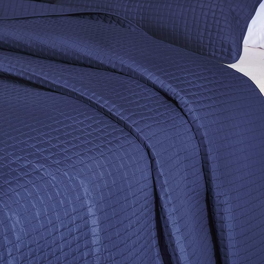 Everest Supply Oversize Queen Box Stitch Blue Bedspread Set
