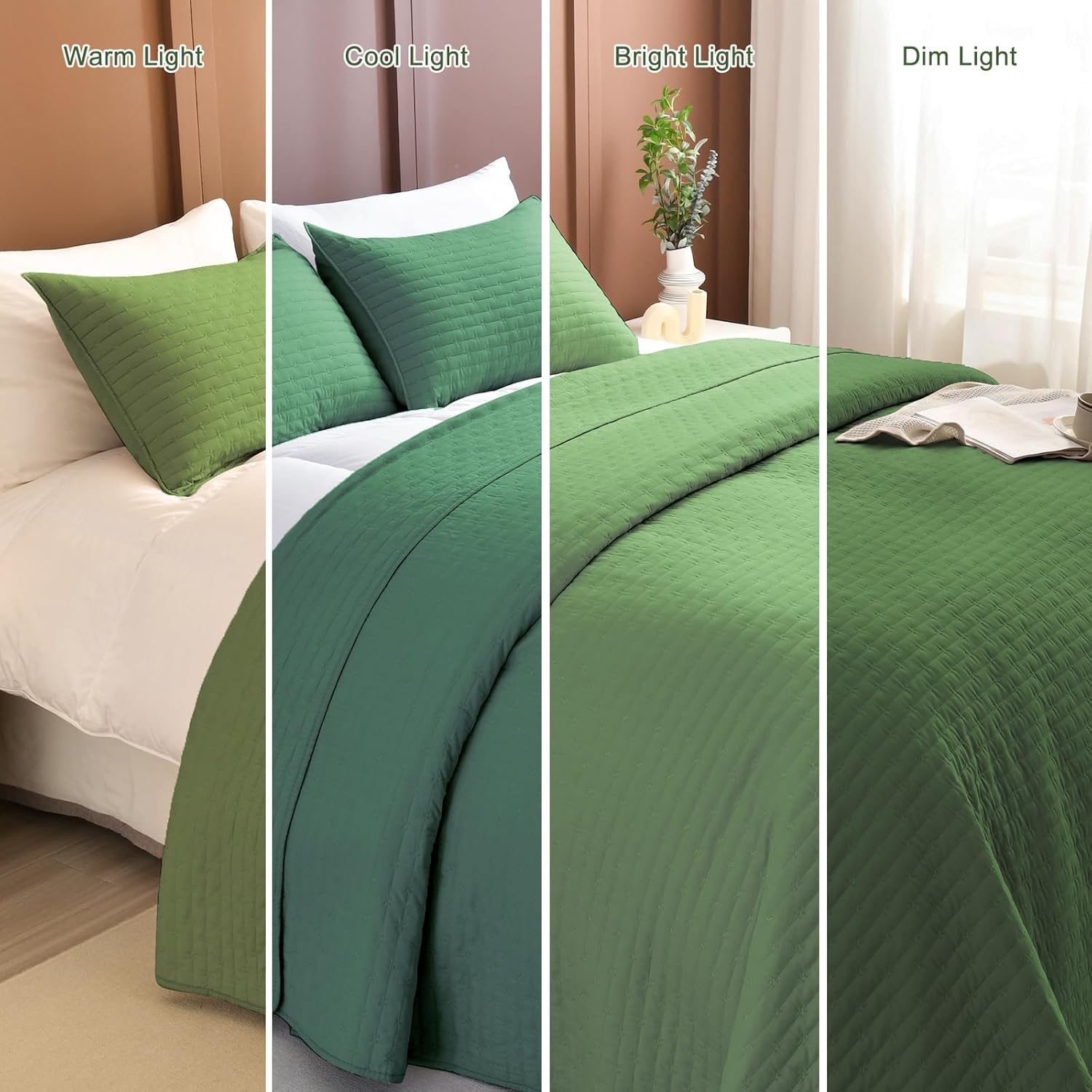 Masaca Olive Green Oversized Queen Quilt Set