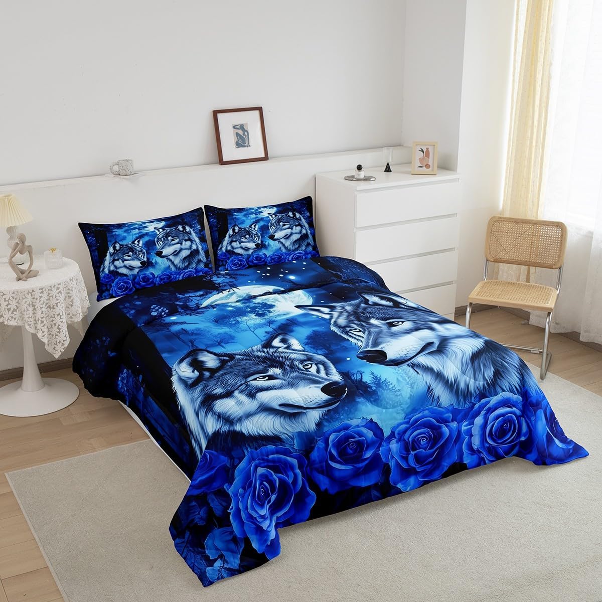 Erosebridal Wolf Couple King Size Bedding Set
