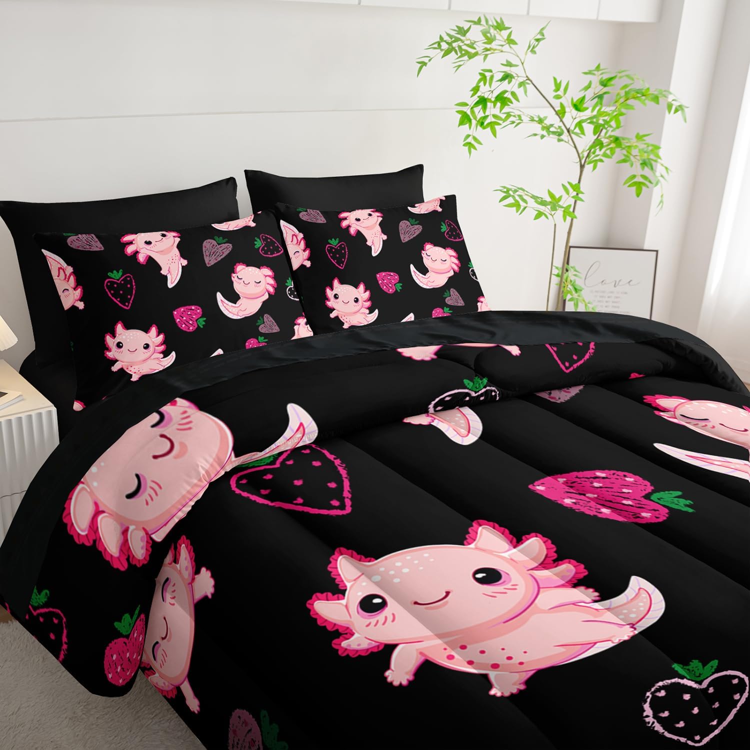 Axolotl Themed 7-Piece Comforter Set for Kids