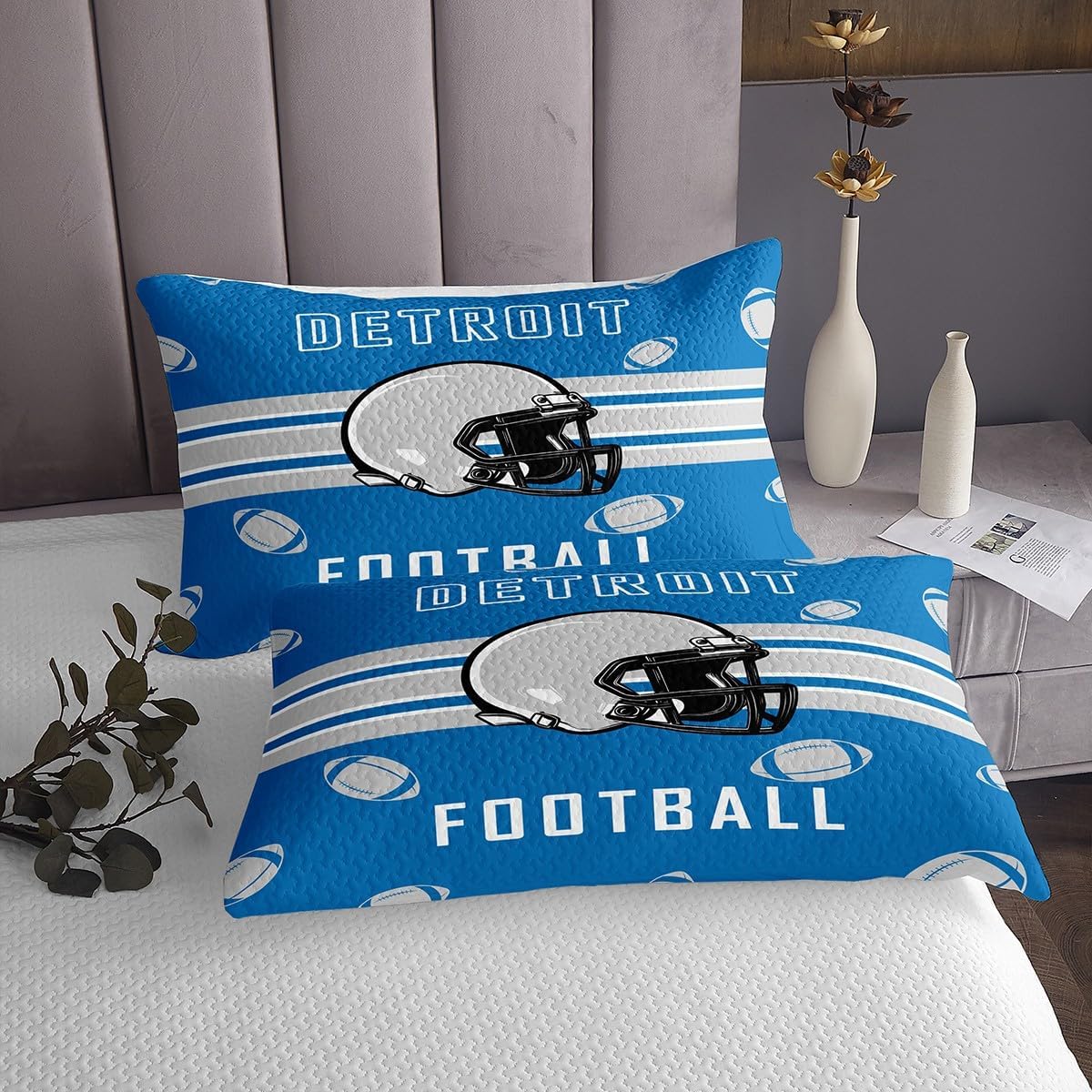 Feelyou Blue American Football Coverlet Set Twin Size