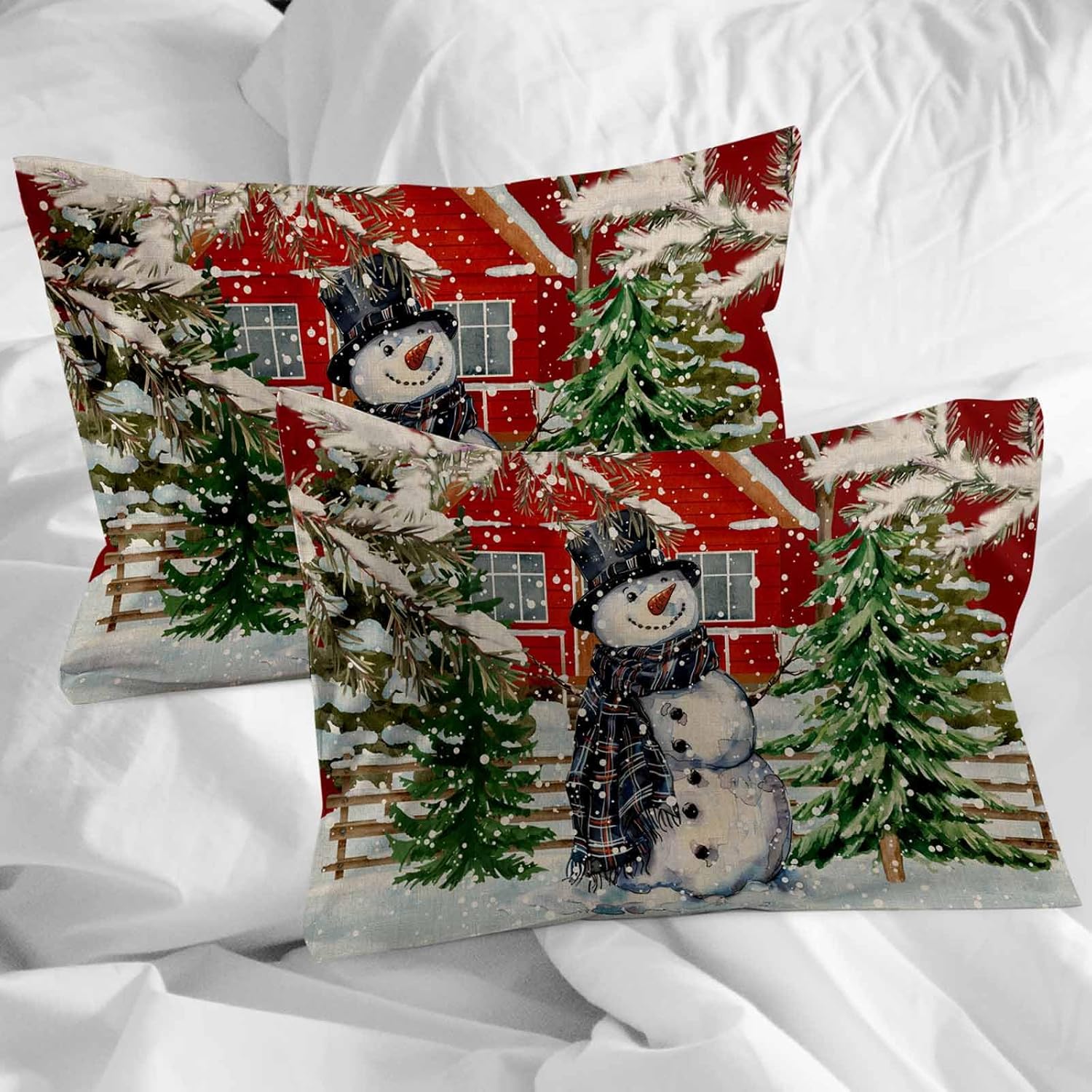HelloWink Christmas Snowman Duvet Cover 3 Piece King Size Set