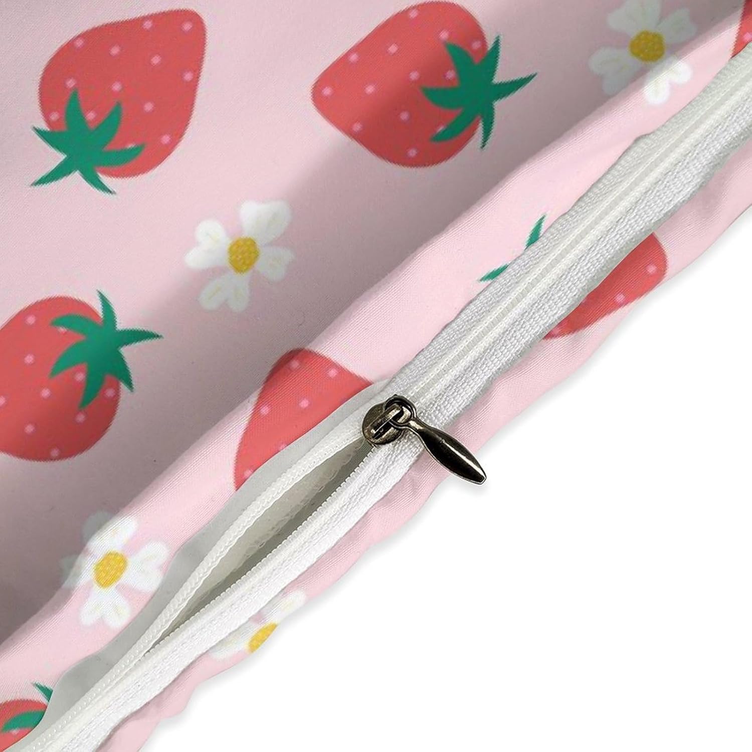 Strawberry Kids Duvet Cover Set with 68x86in Quilt and 20x30in Pillow Shams