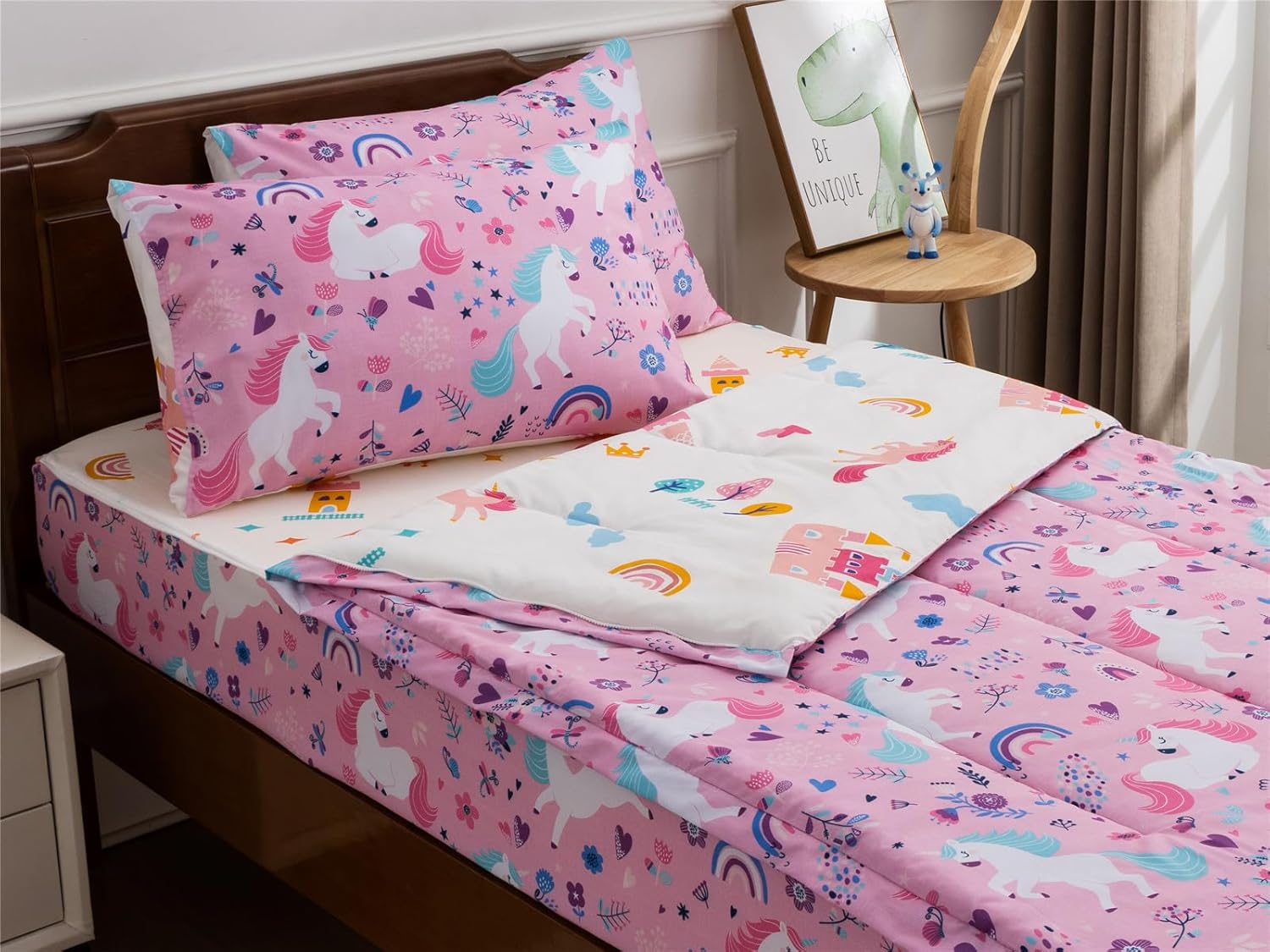 NTBED Unicorn Zip Comforter Set Twin Pink