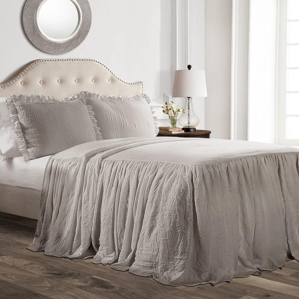 Lush Decor Ruffle Skirt Bedspread Set - Queen Grey 1