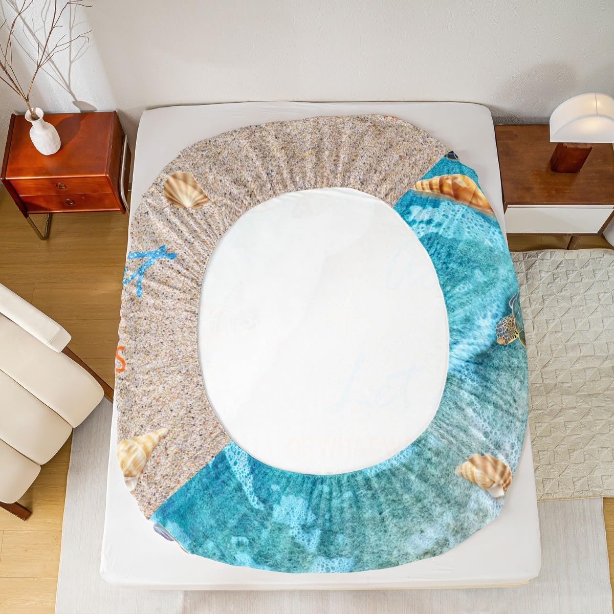 Castle Fairy Ocean Beach King Size 4Pcs Bed Sheet Set