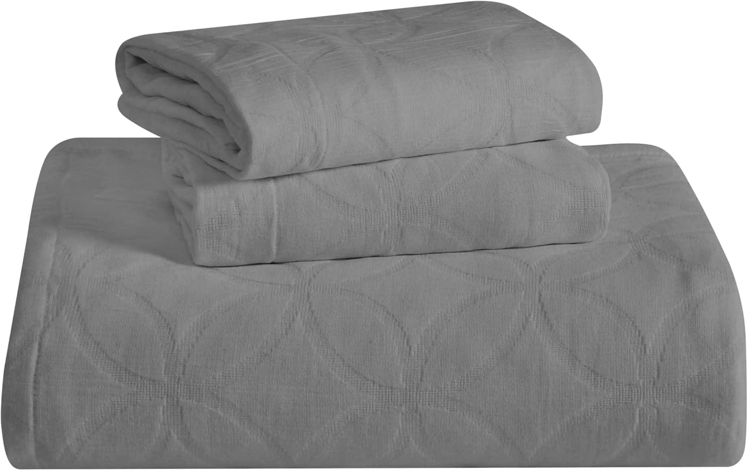 Superior Cotton Bedspread Set with Pillow Shams Grey King Size