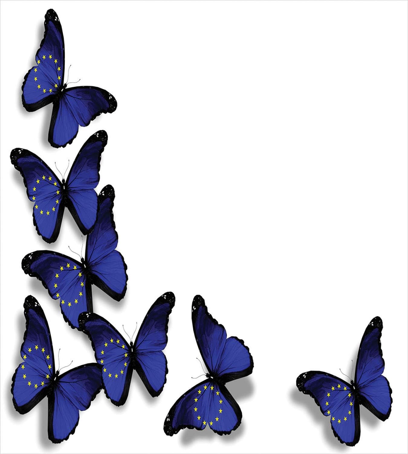 Ambesonne Europe Duvet Cover Set with Winged Blue Butterflies