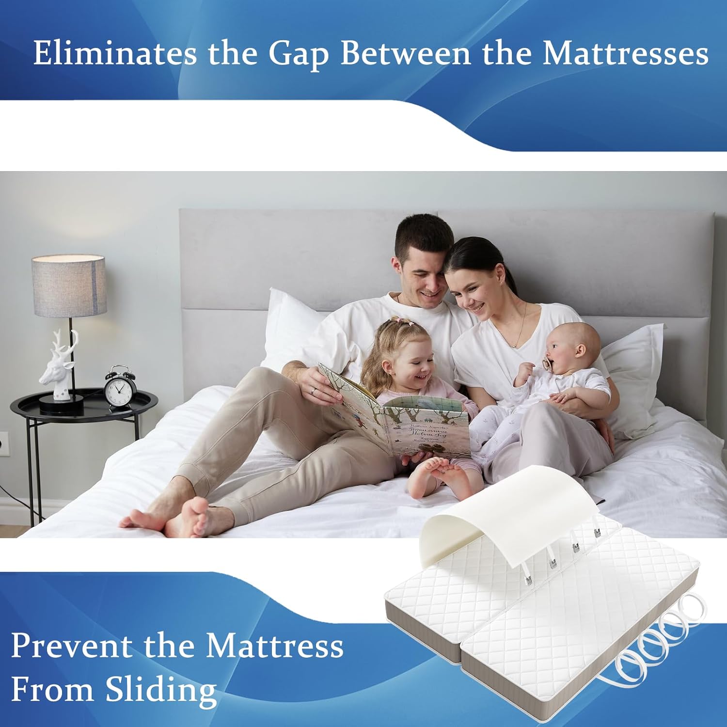 Gretion Twin to King Bed Converter with 4 Metal Buttons
