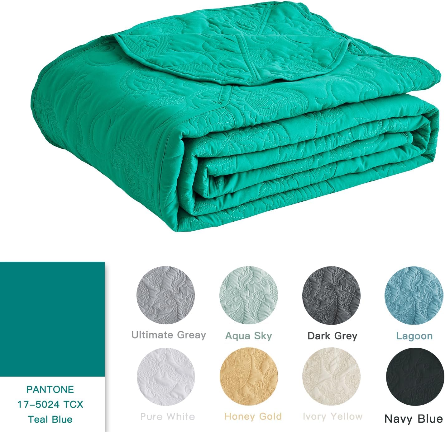 HZ HY Oversized King Bedspread Set - Teal Blue