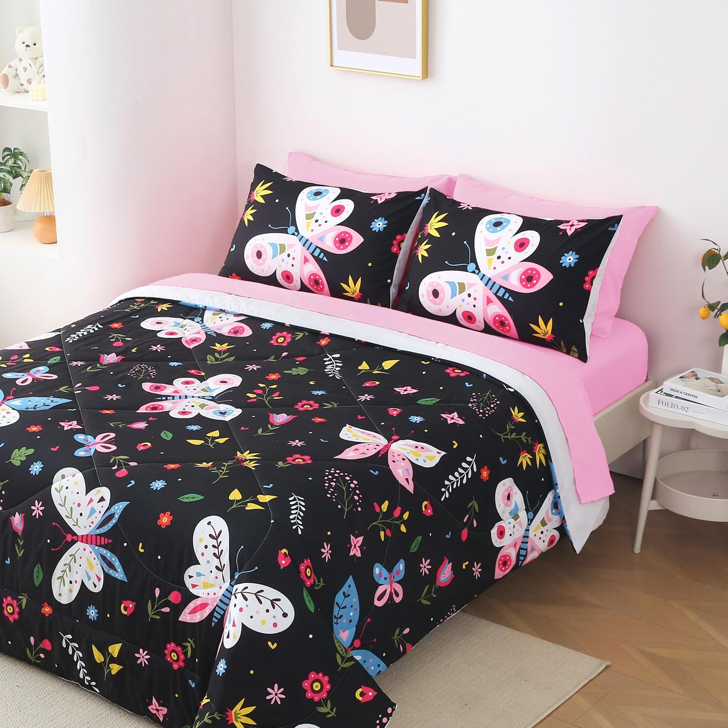 Jameswish Kids Butterfly Comforter Set
