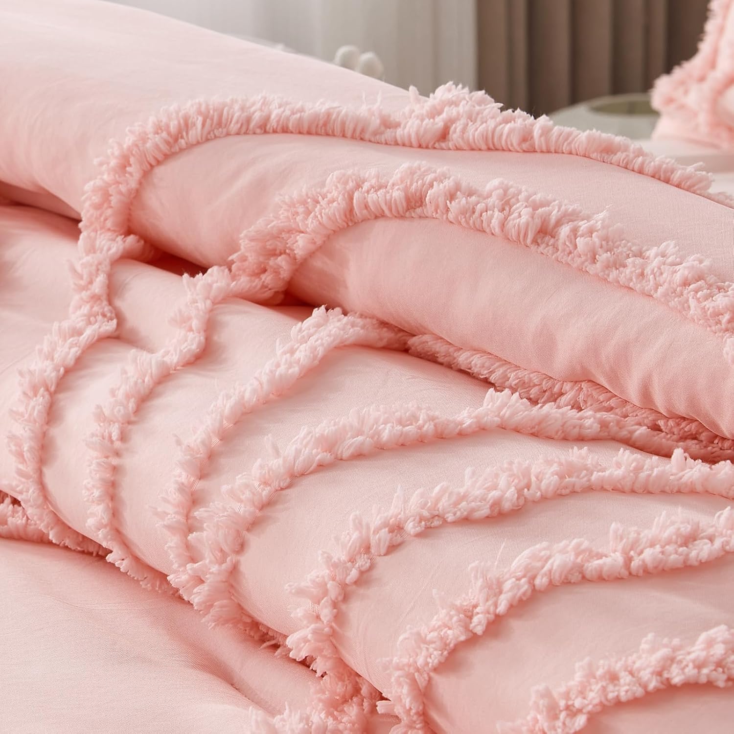 ENJOHOS Pink King Size Bedding Set with Rainbow Design