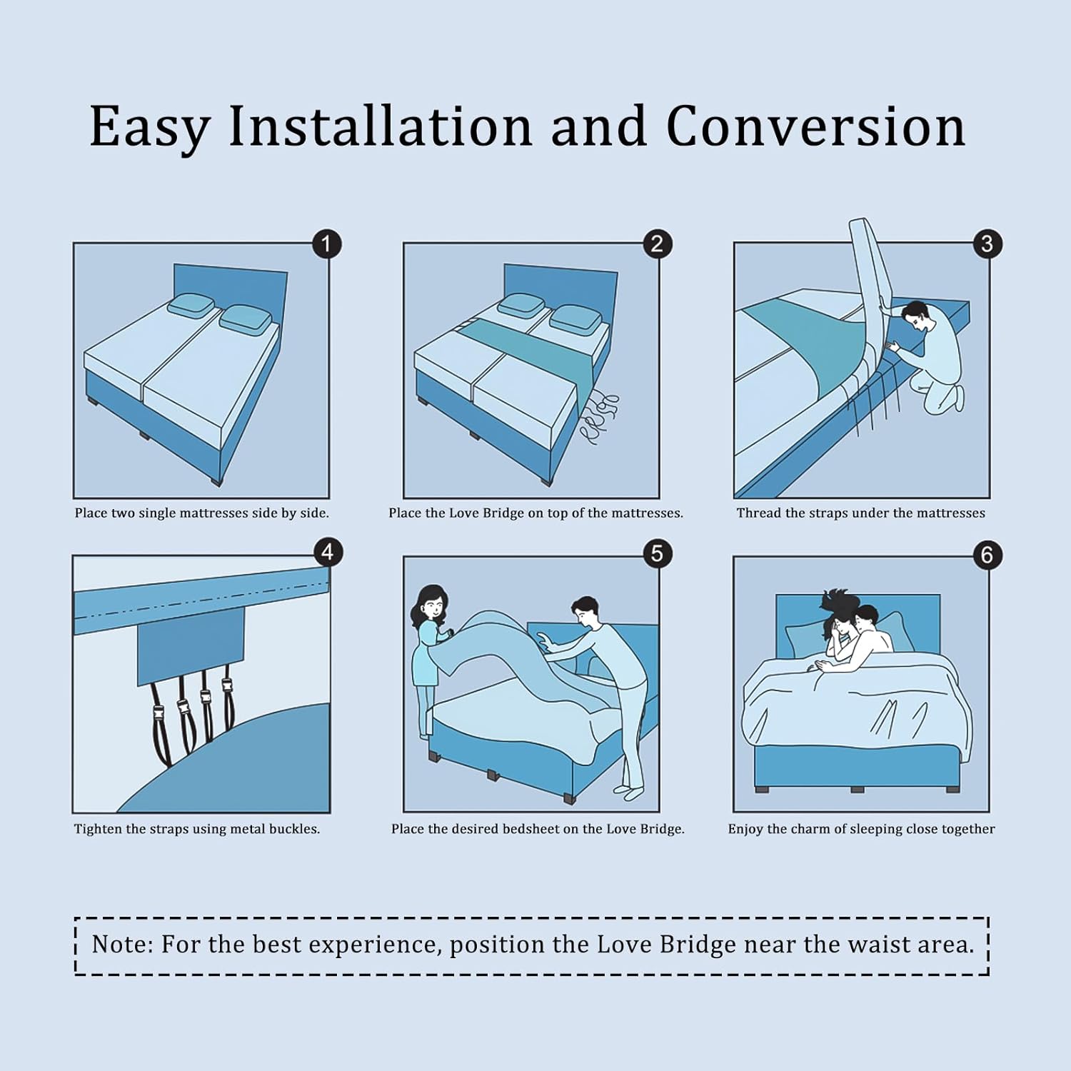 Gretion Twin to King Bed Converter with 4 Metal Buttons