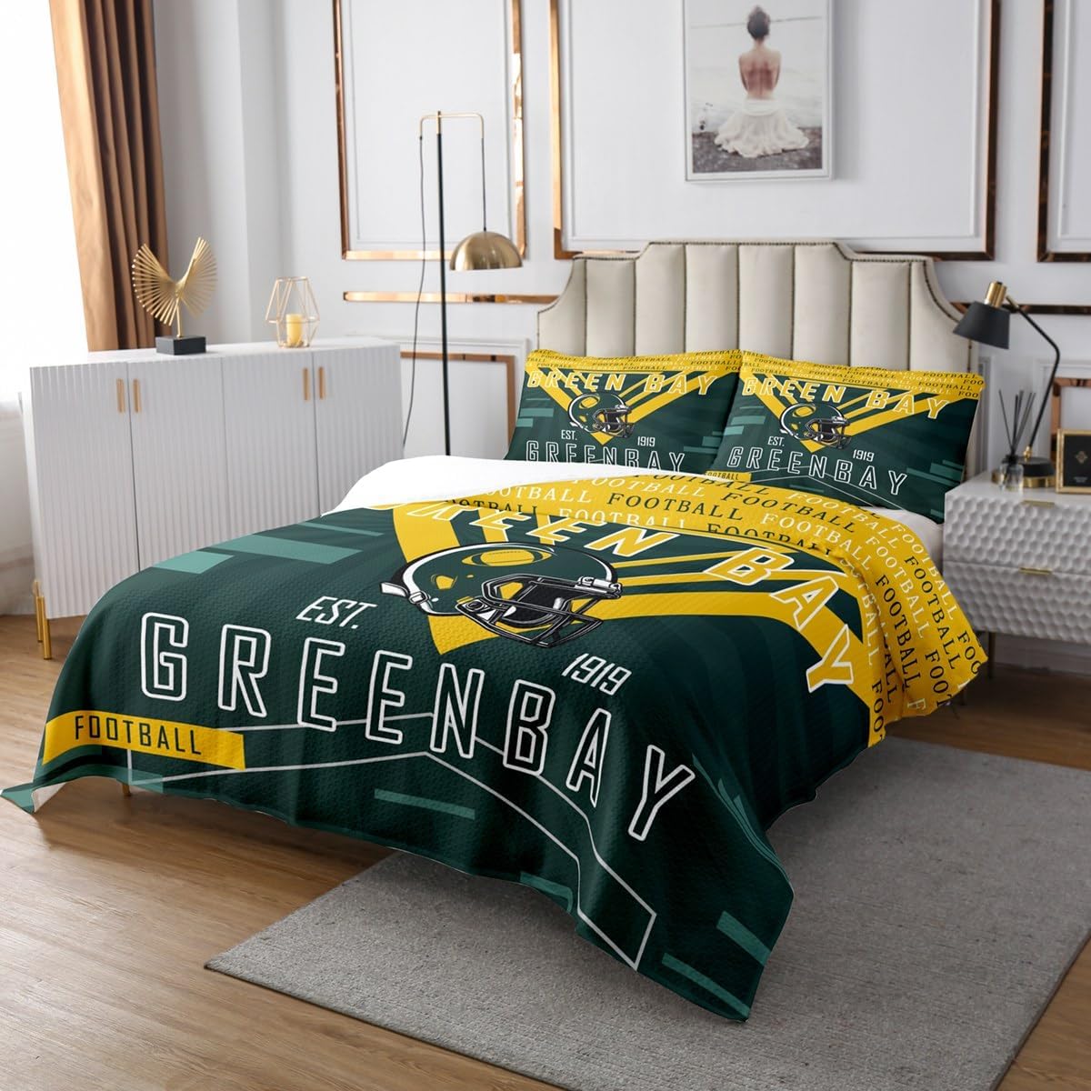 Feelyou Football Coverlet Set Queen Size