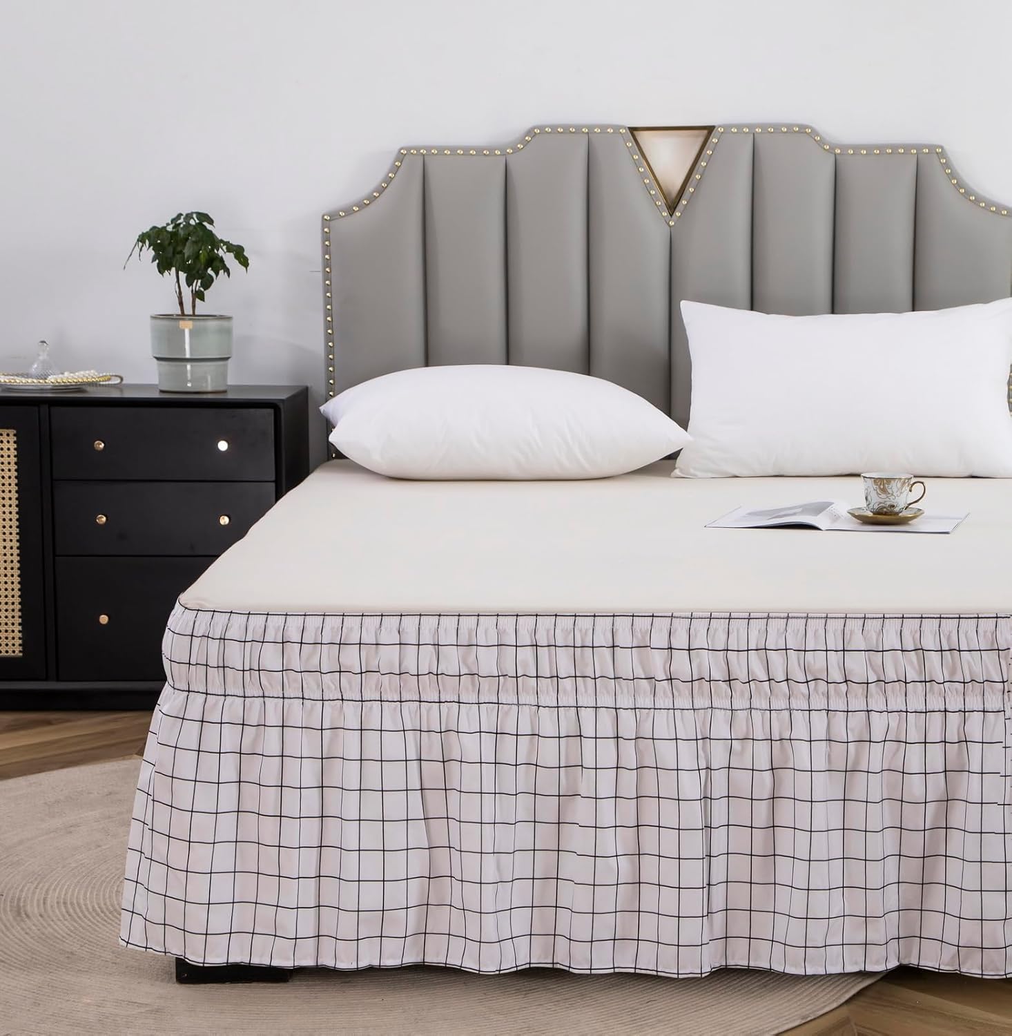 BESTORI Wrap Around Ruffled Bed Skirt Twin 39 x 75 15 Drop White