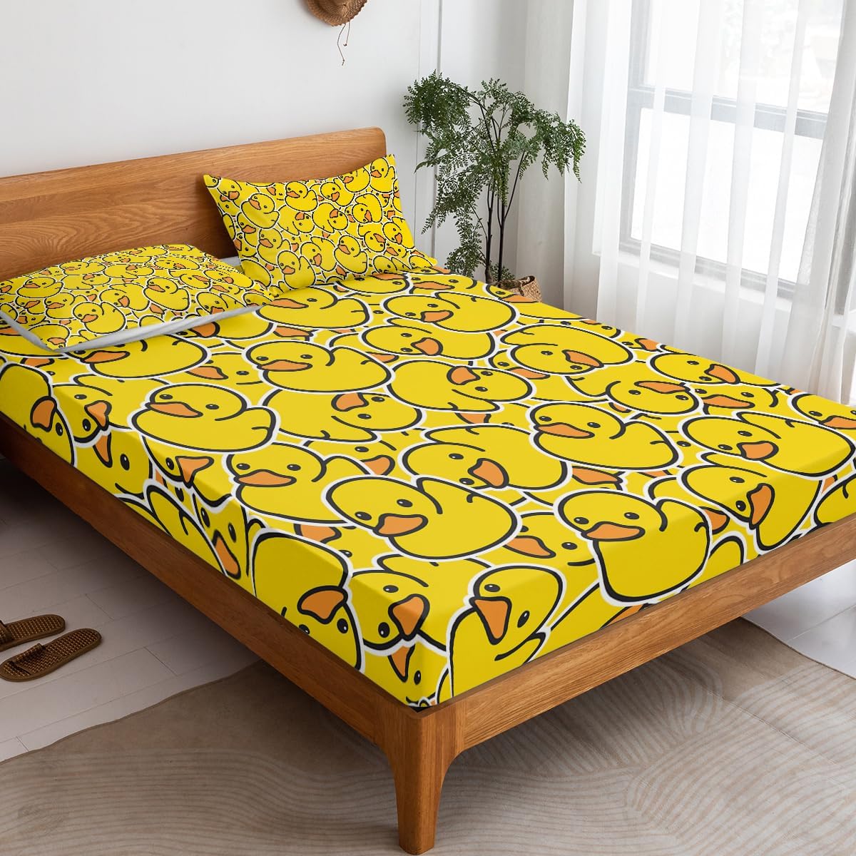 ARIGHTEX Yellow Rubber Duck Fitted Sheet Set Queen 3 Pc